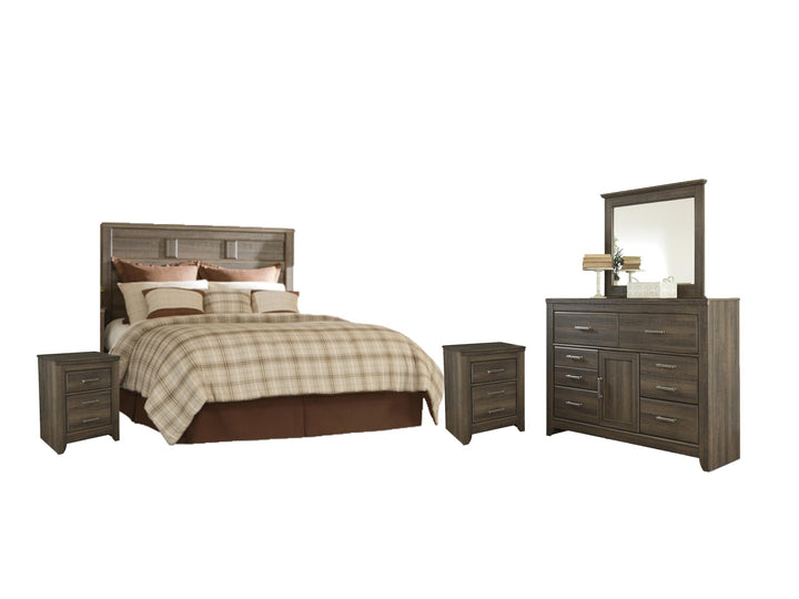 ASHLEY FURNITURE PKG004025 Queen Panel Headboard With Mirrored Dresser and 2 Nightstands