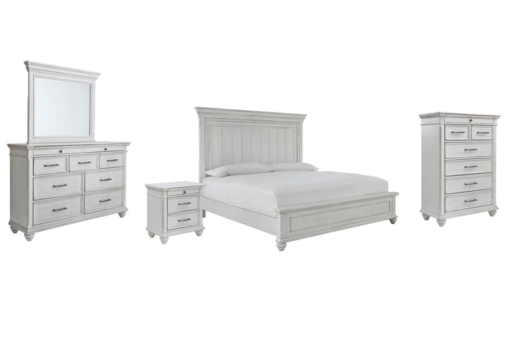 ASHLEY FURNITURE PKG007946 King Panel Bed With Mirrored Dresser, Chest and Nightstand