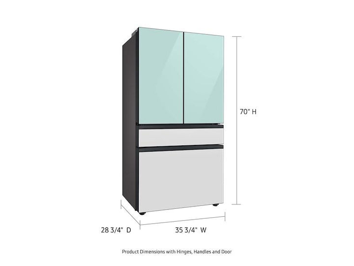 SAMSUNG RF23BB86004MAA Bespoke 4-Door French Door Refrigerator 23 cu. ft. with Beverage Center TM in Morning Blue Glass Top Panels and White Glass Middle and Bottom Panels