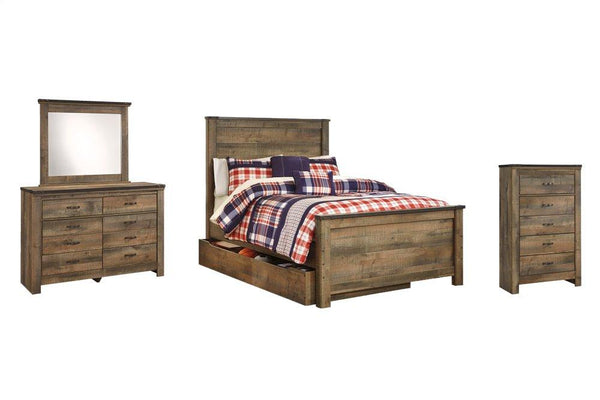 ASHLEY FURNITURE PKG005225 Full Panel Bed With 1 Storage Drawer With Mirrored Dresser and Chest