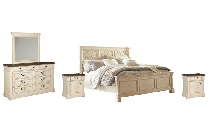 ASHLEY FURNITURE PKG006093 Queen Panel Bed With Mirrored Dresser and 2 Nightstands