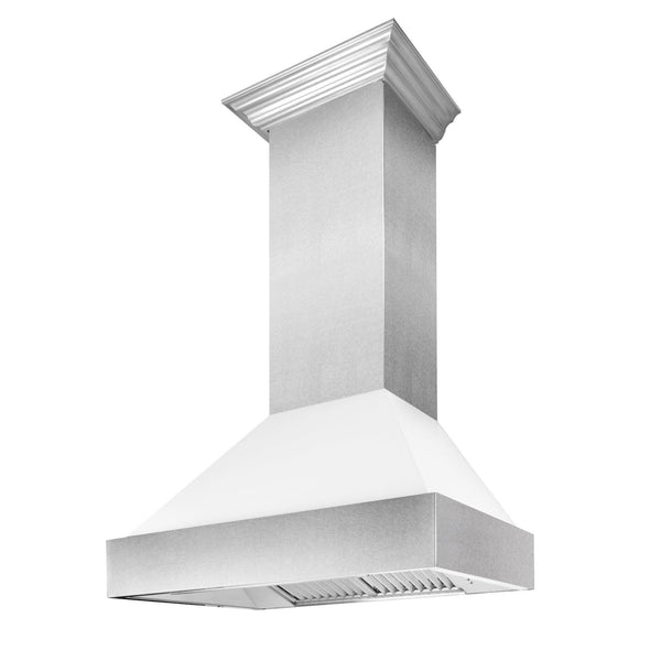 ZLINE KITCHEN AND BATH 8654WM30 30" Ducted DuraSnow R Stainless Steel Range Hood with White Matte Shell