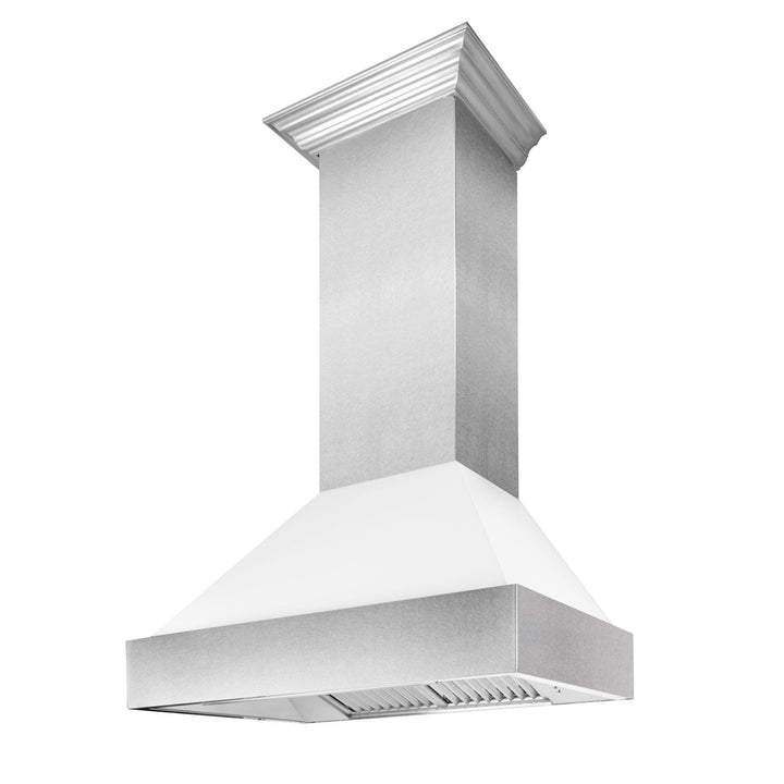 ZLINE KITCHEN AND BATH 8654WM30 30" Ducted DuraSnow R Stainless Steel Range Hood with White Matte Shell