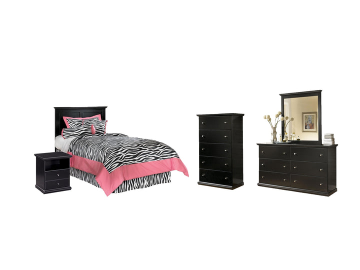 ASHLEY FURNITURE PKG007407 Twin Panel Headboard With Mirrored Dresser, Chest and Nightstand