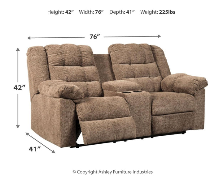 ASHLEY FURNITURE 5840194 Workhorse Reclining Loveseat With Console