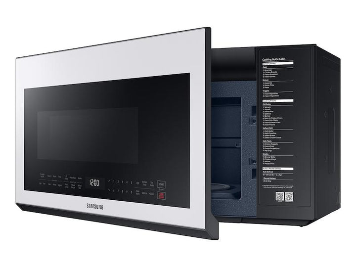 SAMSUNG ME21B706B12 Bespoke Over-the-Range Microwave 2.1 cu. ft. with Sensor Cooking in White Glass