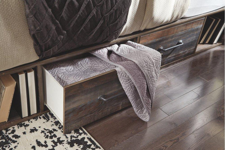 ASHLEY FURNITURE PKG003200 King Panel Bed With 2 Storage Drawers With Mirrored Dresser and 2 Nightstands