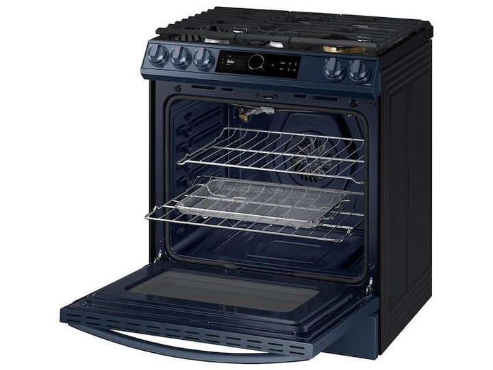 SAMSUNG NX60A8711QN Bespoke Smart Slide-in Gas Range 6.0 cu. ft. with Smart Dial, Air Fry & Wi-Fi in Navy Steel