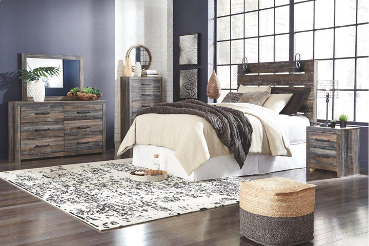 ASHLEY FURNITURE PKG007516 Queen Panel Headboard With Mirrored Dresser, Chest and Nightstand