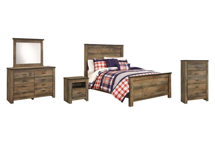 ASHLEY FURNITURE PKG005204 Full Panel Bed With Mirrored Dresser, Chest and Nightstand