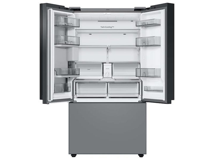 SAMSUNG RF24BB69006MAA Bespoke 3-Door French Door Refrigerator 24 cu. ft. - with Top Left and Family Hub TM Panel in White Glass - and Matte Grey Glass Bottom Door Panel