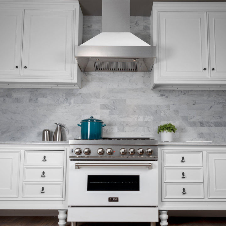 ZLINE KITCHEN AND BATH 8654WM30 30" Ducted DuraSnow R Stainless Steel Range Hood with White Matte Shell