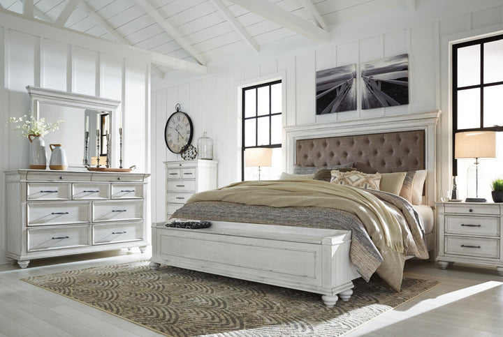 ASHLEY FURNITURE PKG007939 Queen Panel Bed With Storage With Mirrored Dresser and Chest