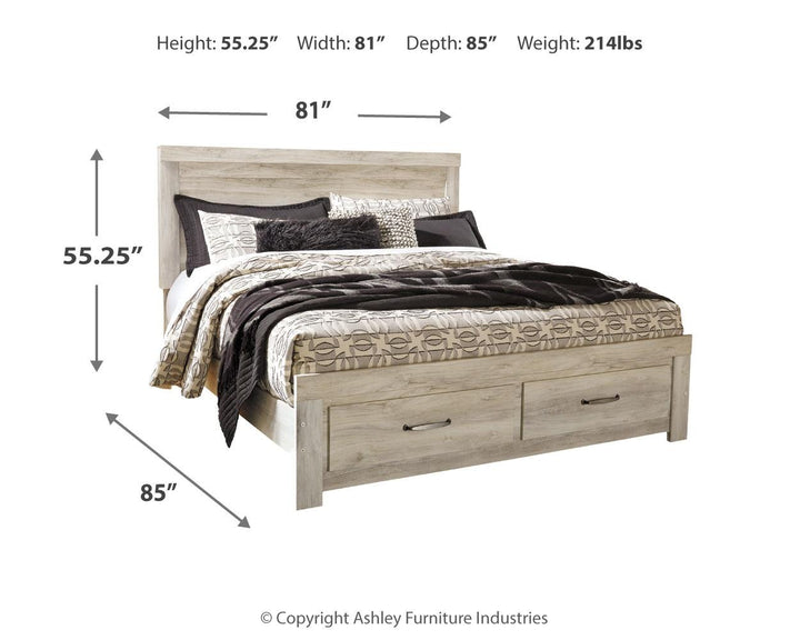 ASHLEY FURNITURE PKG014077 King Platform Bed With 2 Storage Drawers With Mirrored Dresser and Nightstand