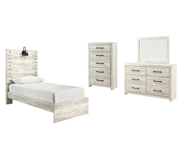 ASHLEY FURNITURE PKG003008 Twin Panel Bed With Mirrored Dresser and Chest