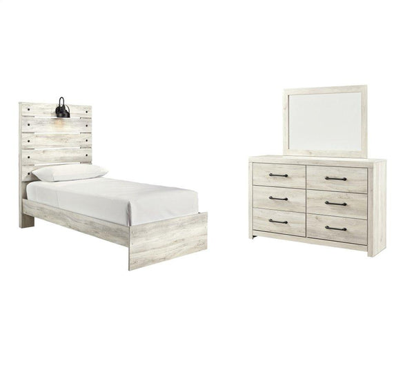 ASHLEY FURNITURE PKG003002 Twin Panel Bed With Mirrored Dresser