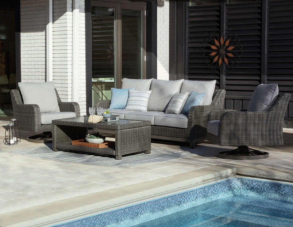 ASHLEY FURNITURE PKG012925 Outdoor Sofa and 2 Chairs With Coffee Table
