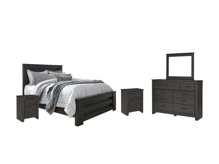 ASHLEY FURNITURE PKG004007 Queen Panel Bed With Mirrored Dresser and 2 Nightstands