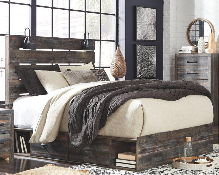 ASHLEY FURNITURE PKG003187 Queen Panel Bed With 4 Storage Drawers With Mirrored Dresser