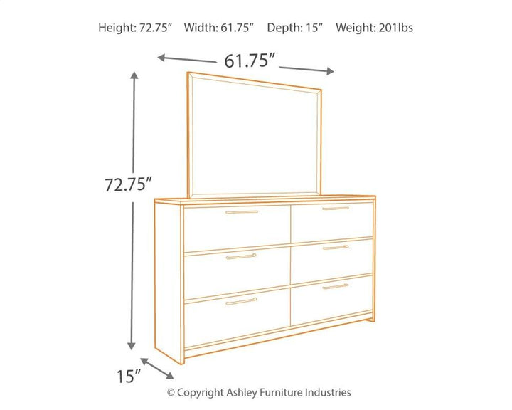 ASHLEY FURNITURE PKG014084 Twin Panel Headboard With Mirrored Dresser and Nightstand