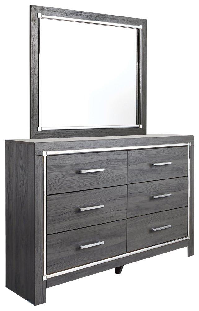 ASHLEY FURNITURE PKG003525 Full Upholstered Panel Headboard With Mirrored Dresser