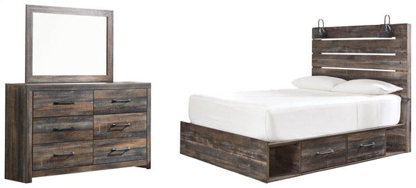 ASHLEY FURNITURE PKG003187 Queen Panel Bed With 4 Storage Drawers With Mirrored Dresser