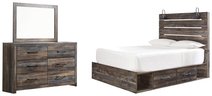 ASHLEY FURNITURE PKG003187 Queen Panel Bed With 4 Storage Drawers With Mirrored Dresser