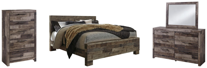 ASHLEY FURNITURE PKG003454 King Panel Bed With Mirrored Dresser and Chest