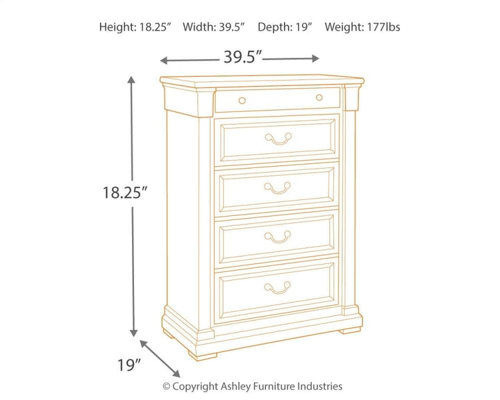 ASHLEY FURNITURE PKG006094 Queen Panel Bed With Mirrored Dresser and Chest