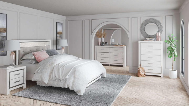 ASHLEY FURNITURE PKG009423 Queen Panel Bed With Mirrored Dresser, Chest and 2 Nightstands