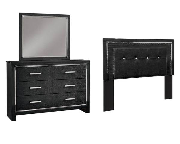 ASHLEY FURNITURE PKG002802 Queen/full Upholstered Panel Headboard With Mirrored Dresser