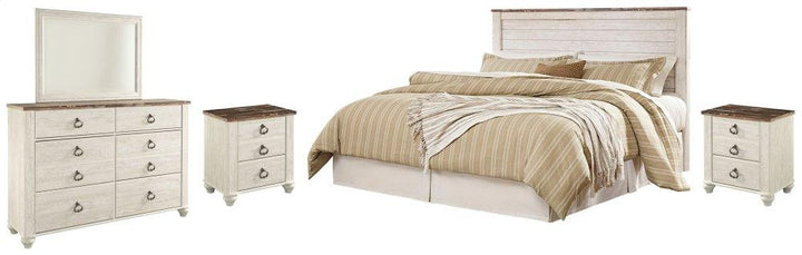 ASHLEY FURNITURE PKG004357 King/california King Panel Headboard With Mirrored Dresser and 2 Nightstands