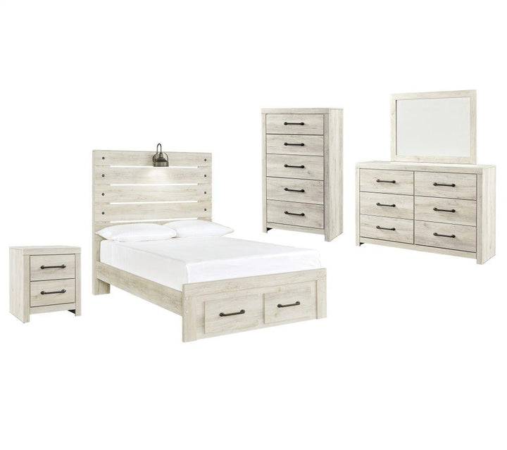 ASHLEY FURNITURE PKG003053 Full Panel Bed With 2 Storage Drawers With Mirrored Dresser, Chest and Nightstand