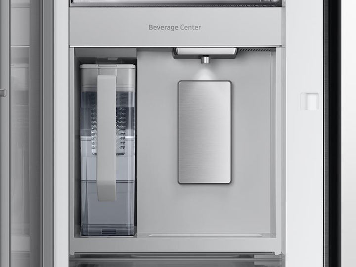 SAMSUNG RF24BB69006MAA Bespoke 3-Door French Door Refrigerator 24 cu. ft. - with Top Left and Family Hub TM Panel in White Glass - and Matte Grey Glass Bottom Door Panel