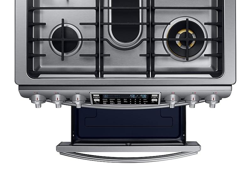SAMSUNG NY58J9850WS 5.8 cu. ft. Slide-in Dual Fuel Range with Flex Duo TM & Dual Door in Stainless Steel