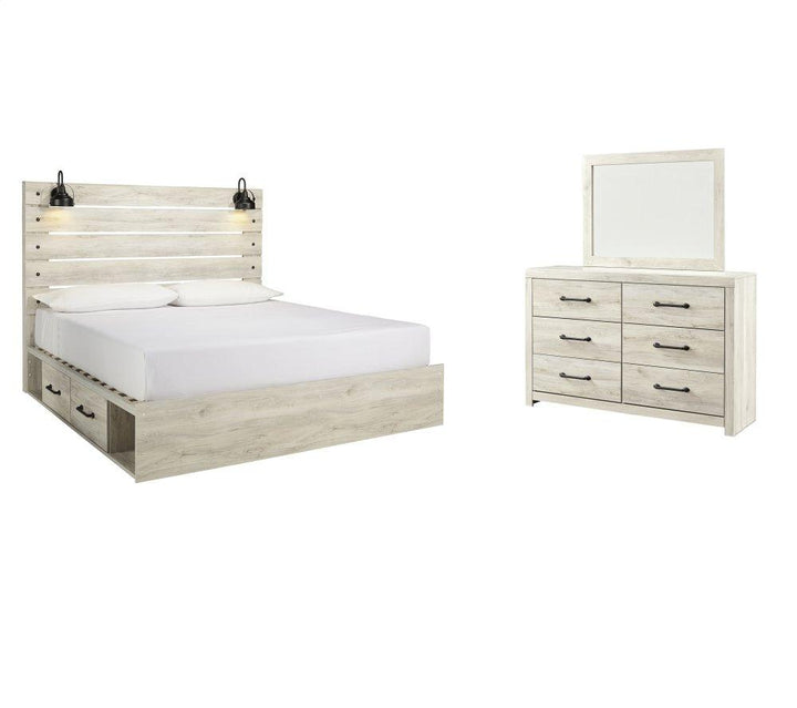 ASHLEY FURNITURE PKG003000 King Panel Bed With 2 Storage Drawers With Mirrored Dresser