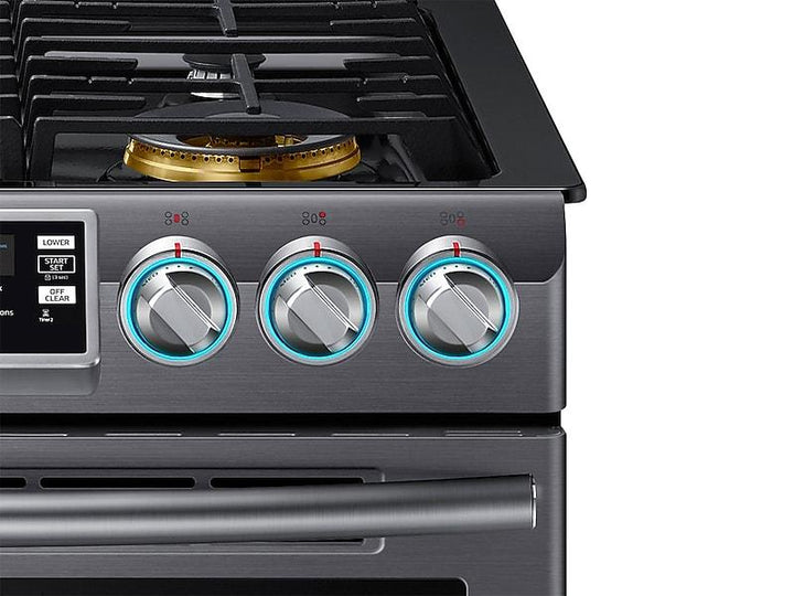 SAMSUNG NX58K9850SG 5.8 cu. ft. Slide-In Gas Range with Flex Duo TM & Dual Door in Black Stainless Steel