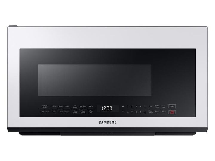 SAMSUNG ME21B706B12 Bespoke Over-the-Range Microwave 2.1 cu. ft. with Sensor Cooking in White Glass