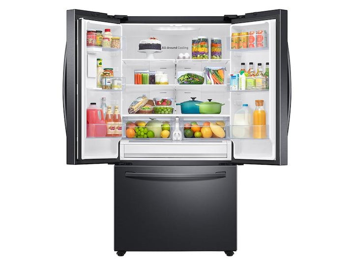 SAMSUNG RF28T5101SG 28 cu. ft. Large Capacity 3-Door French Door Refrigerator with Internal Water Dispenser in Black Stainless Steel