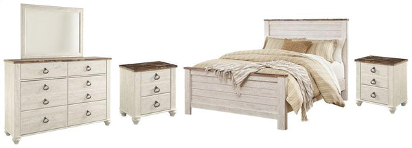 ASHLEY FURNITURE PKG004367 Queen Panel Bed With Mirrored Dresser and 2 Nightstands