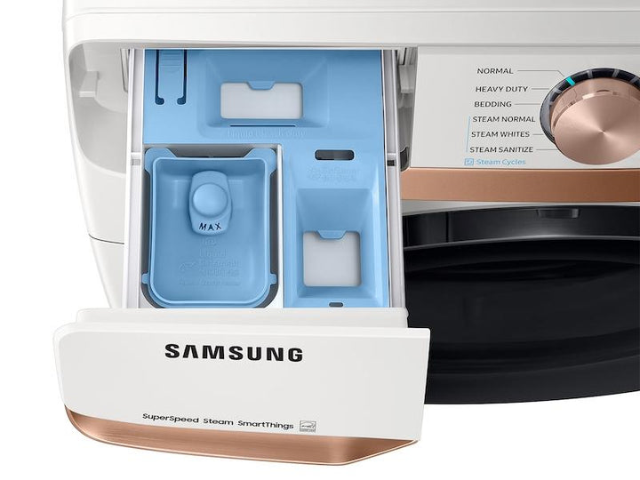 SAMSUNG WF50BG8300AEUS 5.0 cu. ft. Extra Large Capacity Smart Front Load Washer with Super Speed Wash and Steam in Ivory