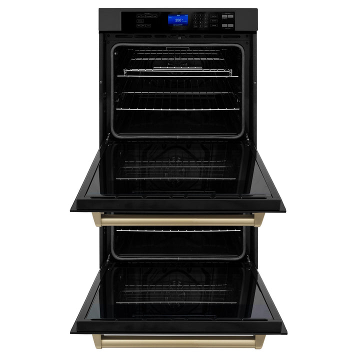 ZLINE KITCHEN AND BATH AWDZ30BSG ZLINE 30" Autograph Edition Double Wall Oven with Self Clean and True Convection in Black Stainless Steel Color: Gold