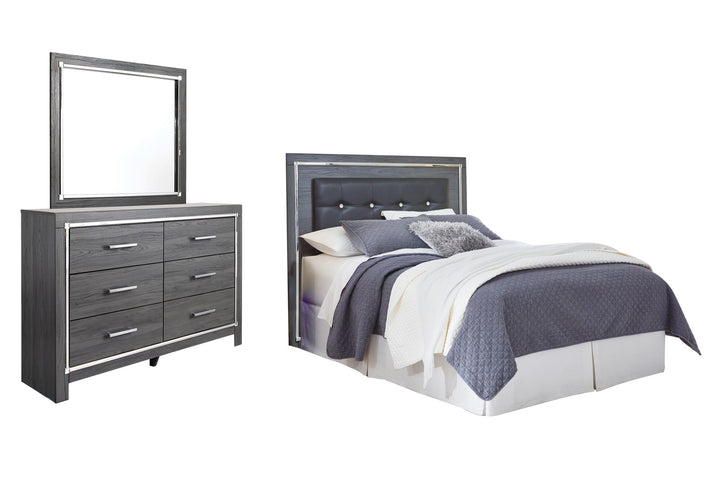ASHLEY FURNITURE PKG003486 Queen/full Upholstered Panel Headboard With Mirrored Dresser