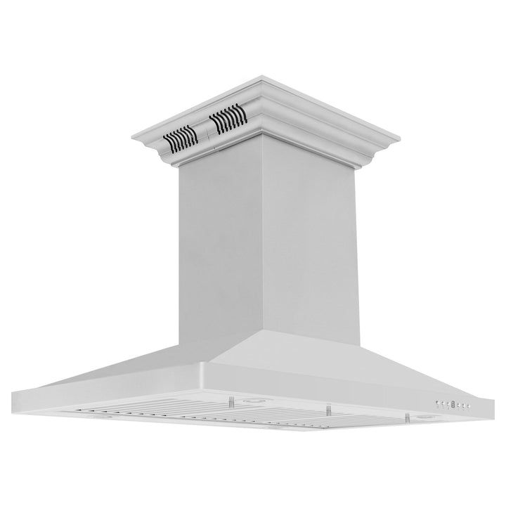 ZLINE KITCHEN AND BATH GL2ICRNBT30 Island Mount Range Hood in Stainless Steel with Built-in ZLINE CrownSound TM Bluetooth Speakers Size: 30 Inch