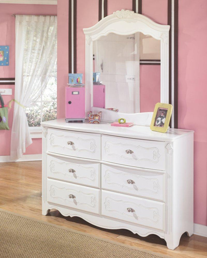 ASHLEY FURNITURE PKG002984 Twin Poster Bed With Mirrored Dresser, Chest and Nightstand