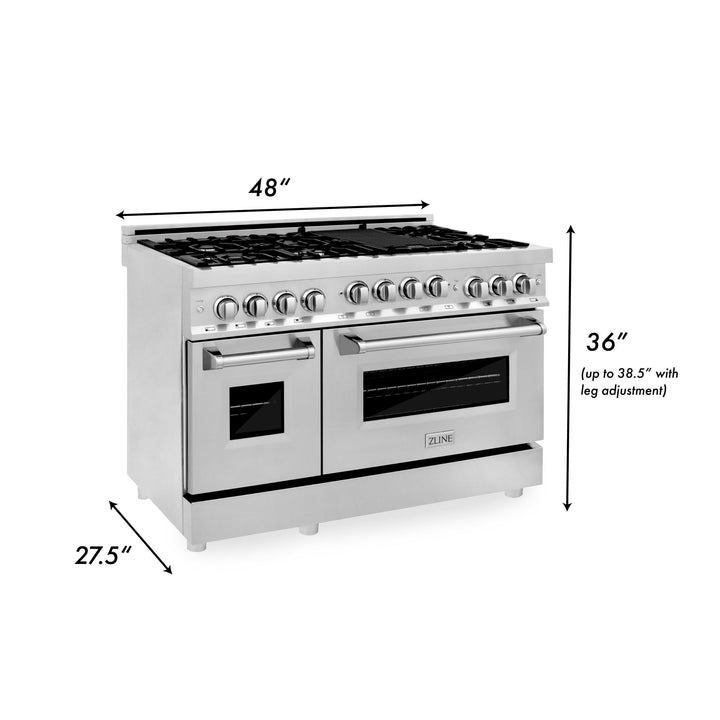 ZLINE KITCHEN AND BATH RG48 ZLINE 48" 6.0 cu. ft. Range with Gas Stove and Gas Oven in Stainless Steel Color: Stainless Steel