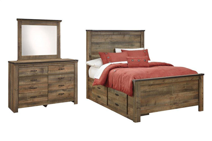 ASHLEY FURNITURE PKG005155 Full Panel Bed With 2 Storage Drawers With Mirrored Dresser