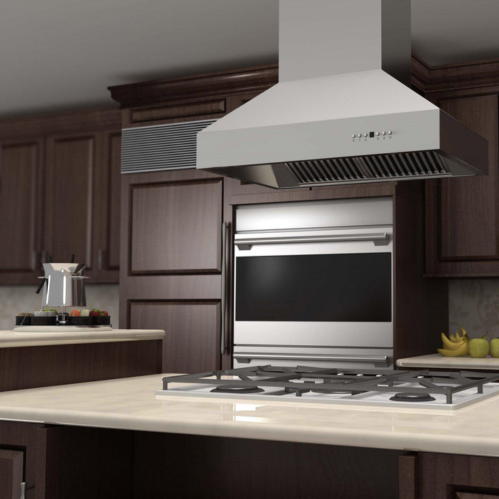 ZLINE KITCHEN AND BATH 697I36 ZLINE Ducted Island Mount Range Hood in Stainless Steel Size: 36 Inch