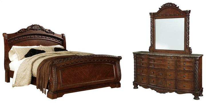 ASHLEY FURNITURE PKG005769 Queen Sleigh Bed With Mirrored Dresser