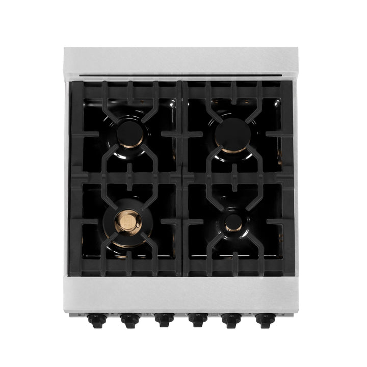 ZLINE KITCHEN AND BATH RGSZSN24MB ZLINE Autograph Edition 24" 2.8 cu. ft. Range with Gas Stove and Gas Oven in DuraSnow R Stainless Steel with Champagne Bronze Accents Color: Matte Black